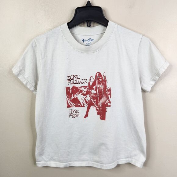 John Galt Womens Sonic Flower Rides Again Short Sleeve Crew Neck Graphic Tee S - Picture 1 of 5